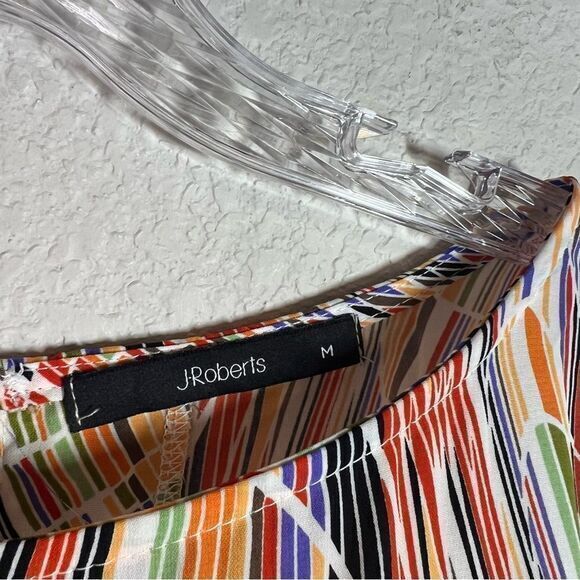 J Roberts Orange Mosaic 3/4 Sleeves Tyche Mini Shift‎ Dress Womens Size Medium - Picture 2 of 7